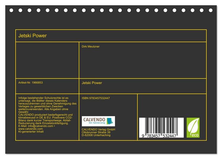 Produktbild: Jetski Power (Tischkalender 2026 DIN A5 quer), CALVENDO Monatskalender