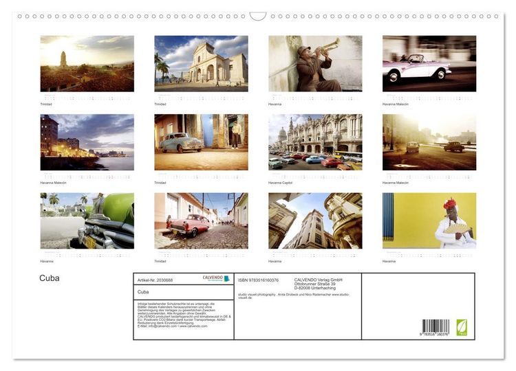 Produktbild: Cuba (Wandkalender 2026 DIN A2 quer), CALVENDO Monatskalender