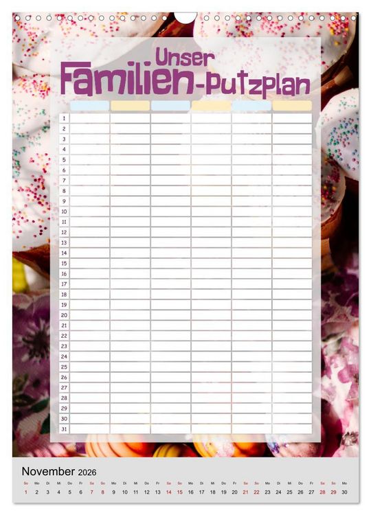 Produktbild: Unser Familien-Putzplan & Kalender 2026 (Wandkalender 2026 DIN A3 hoch), CALVENDO Monatskalender