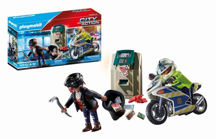 Produktbild: PLAYMOBIL&reg; 70572 Polizei-Motorrad: Verfolgung des Geldr&auml;ubers