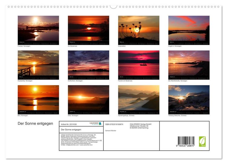 Produktbild: Der Sonne entgegen (hochwertiger Premium Wandkalender 2026 DIN A2 quer), Kunstdruck in Hochglanz