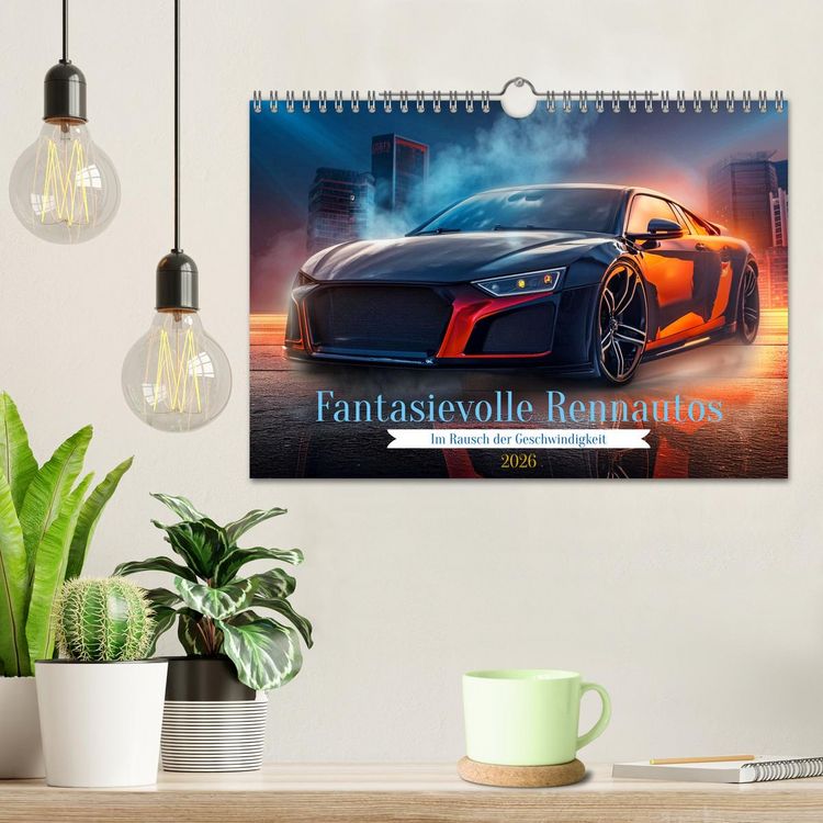 Produktbild: Fantasievolle Rennautos - Im Rausch der Geschwindigkeit (Wandkalender 2026 DIN A4 quer), CALVENDO Monatskalender