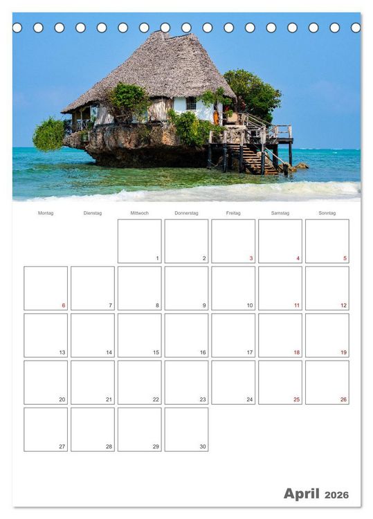 Produktbild: Sansibar - Reiseplaner (Tischkalender 2026 DIN A5 hoch), CALVENDO Monatskalender