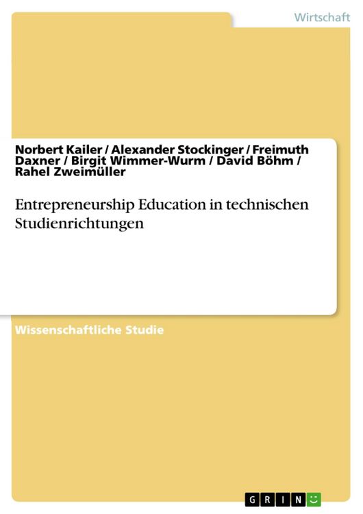 Produktbild: Entrepreneurship Education in technischen Studienrichtungen