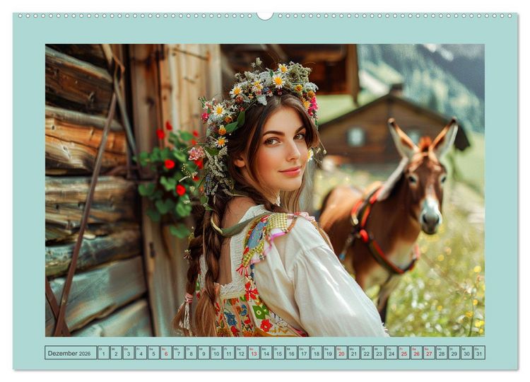 Produktbild: Almwiesenm&auml;rchen. Zauberhafte Frauen und gute Laune in den Bergen (hochwertiger Premium Wandkalender 2026 DIN A2 quer), Kunstdruck in Hochglanz