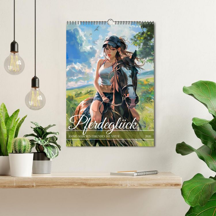 Produktbild: Pferdegl&uuml;ck - Anime-M&auml;dchen erkunden die Natur (Wandkalender 2026 DIN A3 hoch), CALVENDO Monatskalender