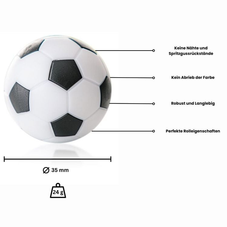Produktbild: Winspeed Kickerball 35mm wei&szlig;/schwarz, 24g, 10er Set