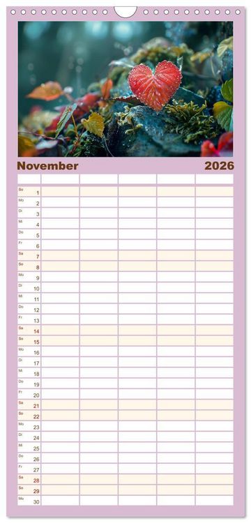 Produktbild: Familienplaner 2026 - Mit dem Herzen der Natur mit 5 Spalten (Wandkalender, 21 x 45 cm) CALVENDO