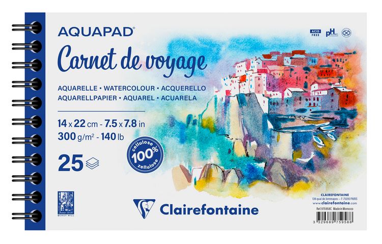 Produktbild: Aquapad Reisealbum Skizzenbuch Aquarell, 14x22cm, 300g, 25 Blatt