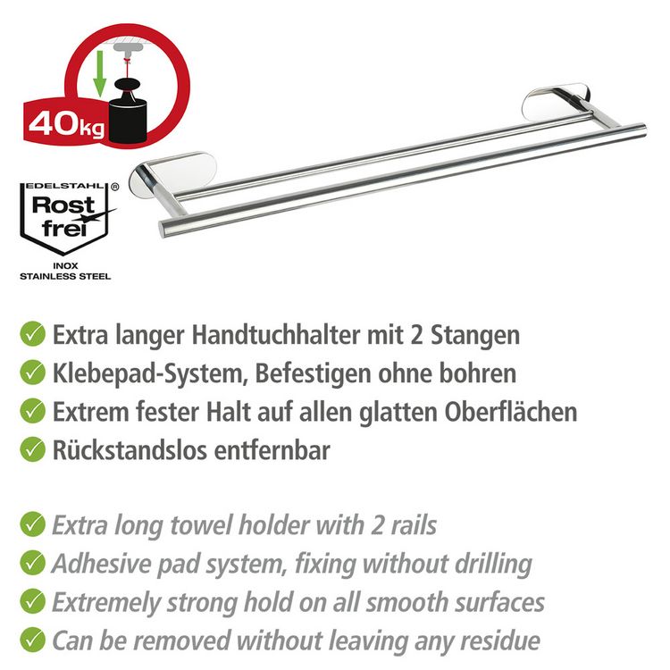 Produktbild: Turbo-Loc&reg; Badetuchstange Mod. Orea Duo Shine, 60 cm, Befestigen ohne bohren