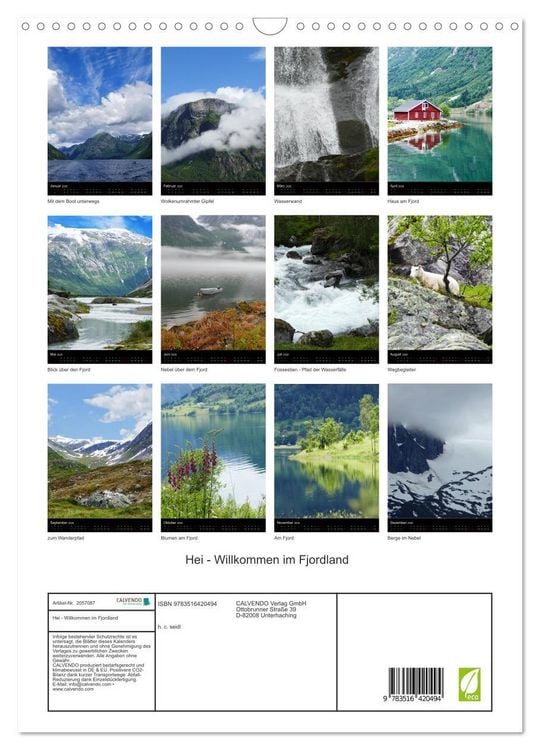 Produktbild: Hei - Willkommen im Fjordland (Wandkalender 2026 DIN A3 hoch), CALVENDO Monatskalender