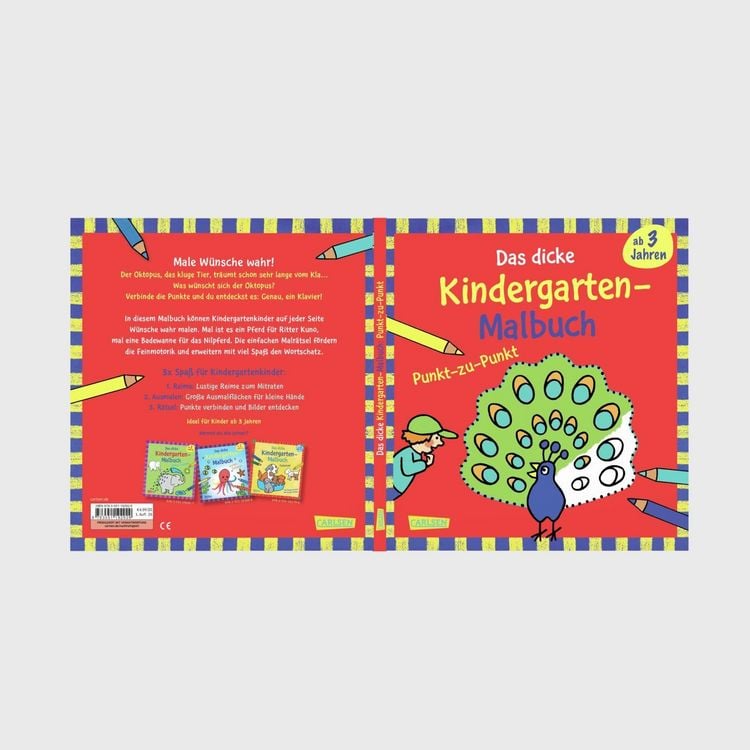 Produktbild: Ausmalbilder f&uuml;r Kita-Kinder: Das dicke Kindergarten-Malbuch: Punkt-zu-Punkt