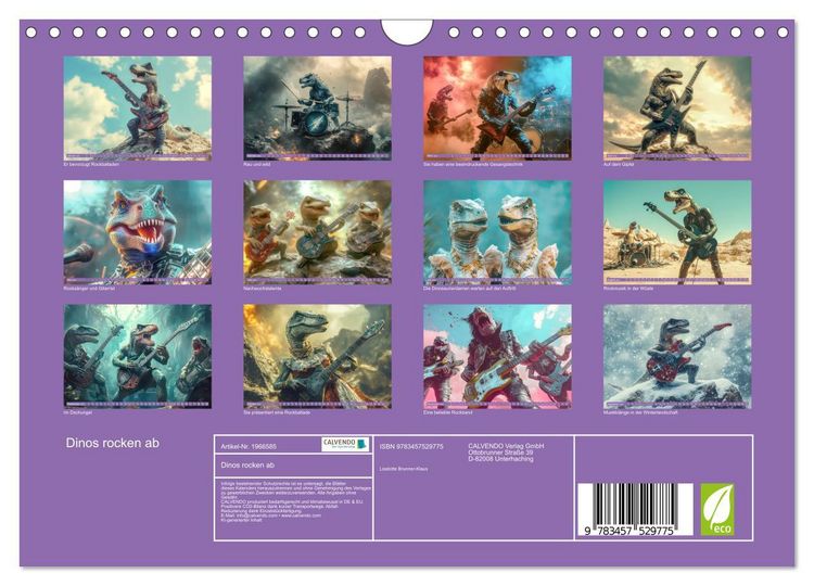 Produktbild: Dinos rocken ab (Wandkalender 2026 DIN A4 quer), CALVENDO Monatskalender