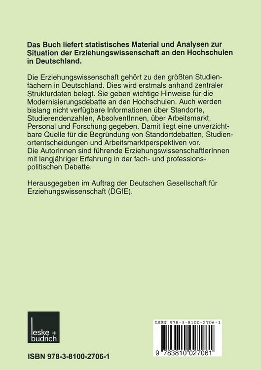 Produktbild: Datenreport Erziehungswissenschaft