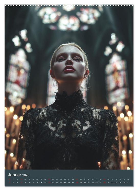 Produktbild: Gothic Girls - d&uuml;stere Frauen in schwarzer Gothic-Kleidung (hochwertiger Premium Wandkalender 2026 DIN A2 hoch), Kunstdruck in Hochglanz