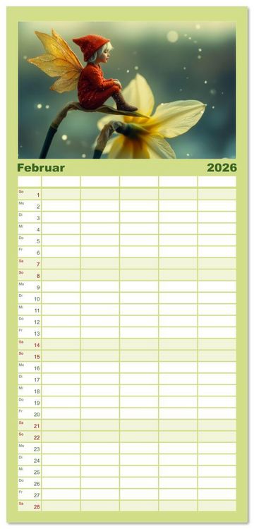 Produktbild: Familienplaner 2026 - Niedliche Naturwesen mit 5 Spalten (Wandkalender, 21 x 45 cm) CALVENDO