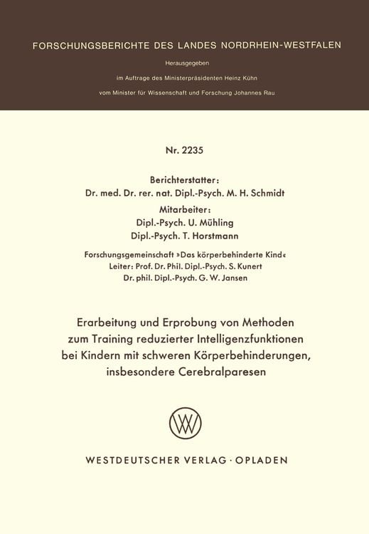 Produktbild: Erarbeitung und Erprobung von Methoden zum Training reduzierter Intelligenzfunktionen bei Kindern mit schweren Körperbehinderungen, insbesondere Cereb