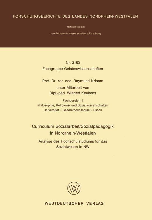 Produktbild: Curriculum Sozialarbeit/Sozialp&auml;dagogik in Nordrhein-Westfalen