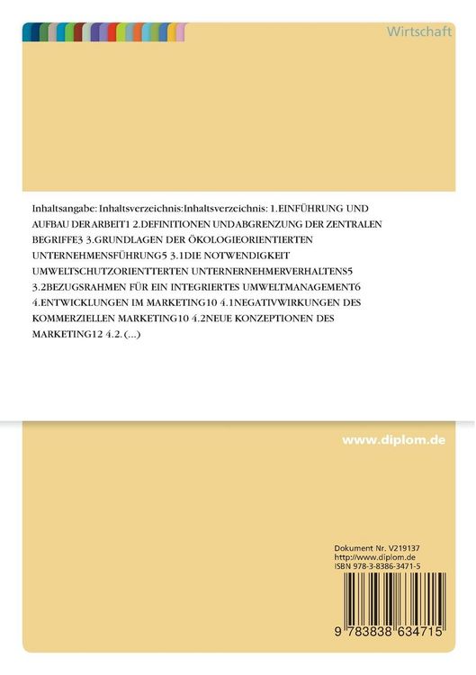 Produktbild: Die Entwicklung eines &ouml;kologieorientierten Marketing Managements