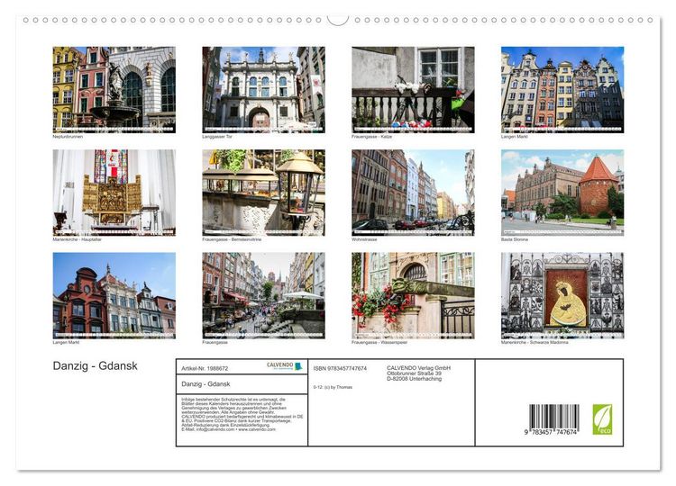 Produktbild: Danzig - Gdansk (hochwertiger Premium Wandkalender 2026 DIN A2 quer), Kunstdruck in Hochglanz