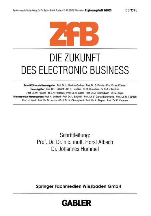 Produktbild: Die Zukunft des Electronic Business
