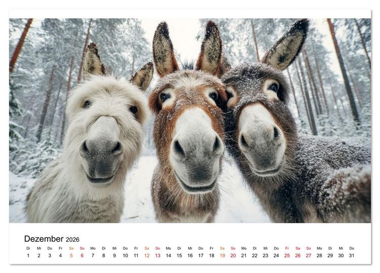 Produktbild: Esel - sanfte Seelen, gro&szlig;e Ohren (Wandkalender 2026 DIN A3 quer), CALVENDO Monatskalender