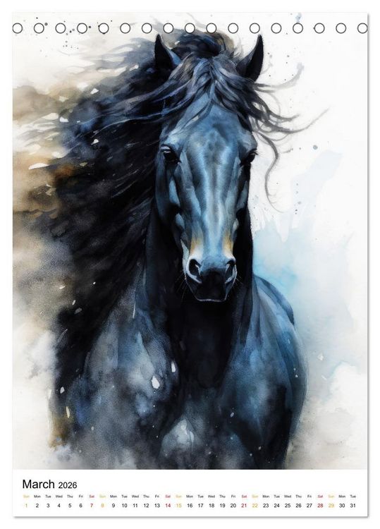 Produktbild: Watercolor Horses (Desk Calendar 2026 DIN A5 portrait), CALVENDO 12 Month DeskCalendar