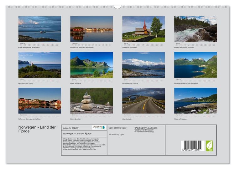 Produktbild: Norwegen - Land der Fjorde (hochwertiger Premium Wandkalender 2026 DIN A2 quer), Kunstdruck in Hochglanz