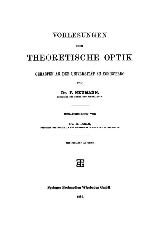 Produktbild: Vorlesungen &uuml;ber Theoretische Optik