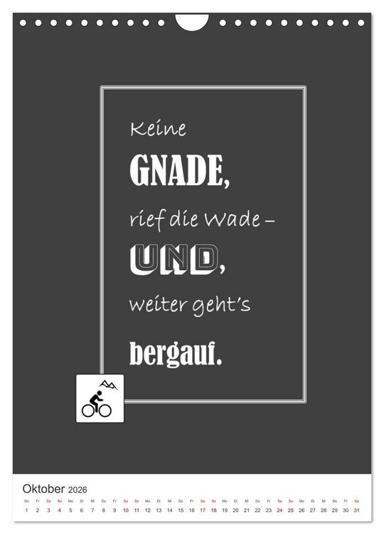 Produktbild: Markante, freche Spr&uuml;che rund ums Radfahren (Wandkalender 2026 DIN A4 hoch), CALVENDO Monatskalender