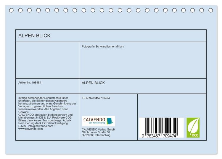 Produktbild: ALPEN BLICK (Tischkalender 2026 DIN A5 quer), CALVENDO Monatskalender
