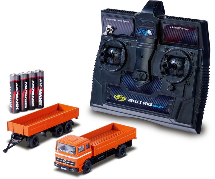 Produktbild: Carson Modellsport 500504159 MB 1620 Plane mit Anh&auml;nger 1:87 RC Modellauto Elektro LKW inkl. Akku, Ladeger&auml;t und Senderbatterien