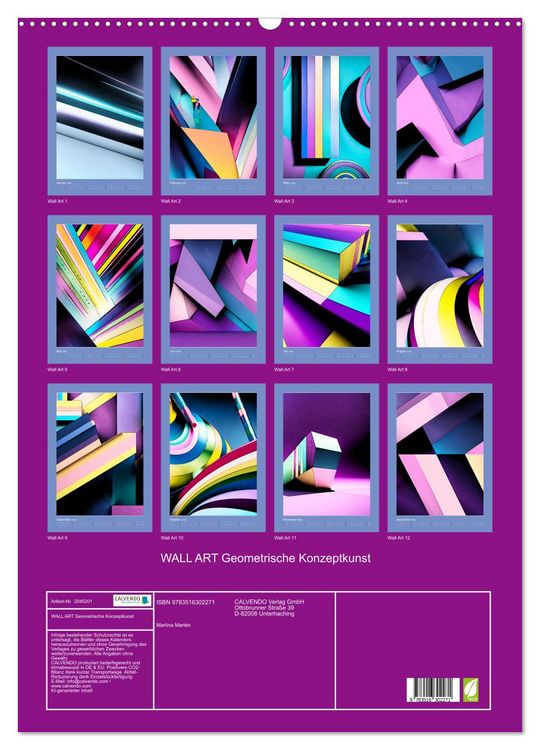Produktbild: WALL ART Geometrische Konzeptkunst (Wandkalender 2026 DIN A2 hoch), CALVENDO Monatskalender