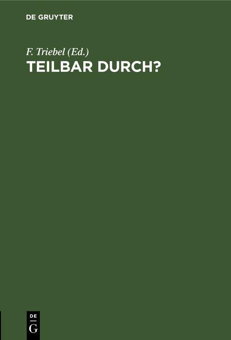 Produktbild: Teilbar durch?
