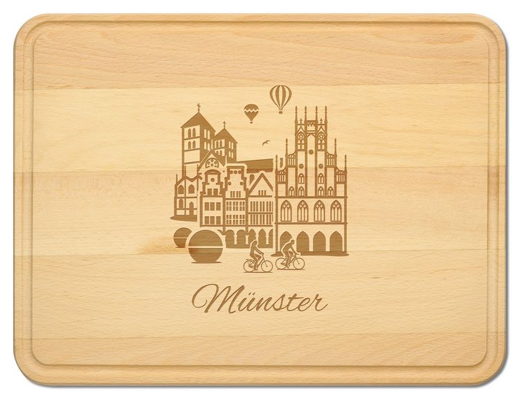 Produktbild: Buchenholz Schneidebrett 40x30cm, Motiv M&uuml;nster