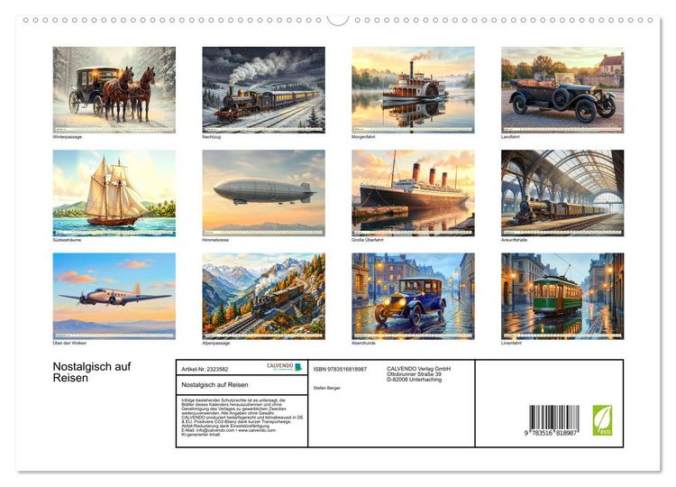 Produktbild: Nostalgisch auf Reisen (hochwertiger Premium Wandkalender 2027 DIN A2 quer), Kunstdruck in Hochglanz
