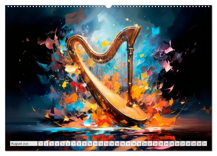 Produktbild: MUSIKINSTRUMENTE Moderne dekorative Inszenierung (hochwertiger Premium Wandkalender 2026 DIN A2 quer), Kunstdruck in Hochglanz