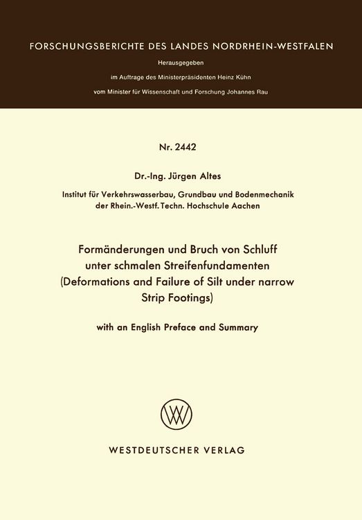Produktbild: Form&auml;nderungen und Bruch von Schluff unter schmalen Streifenfundamenten
