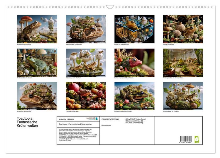 Produktbild: Toadtopia. Fantastische Kr&ouml;tenwelten (Wandkalender 2026 DIN A2 quer), CALVENDO Monatskalender