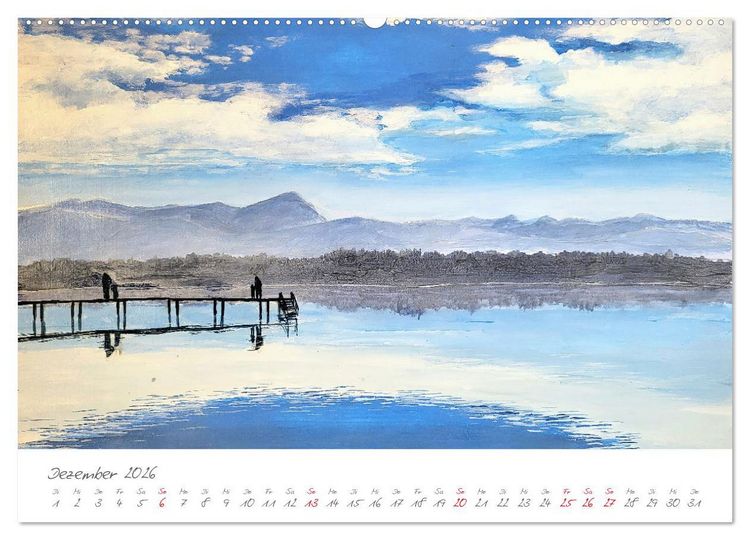 Produktbild: Oberbayerns Seen in Farbe - mit Pinsel und Farbe an den Ufern bayerischer Seen (hochwertiger Premium Wandkalender 2026 DIN A2 quer), Kunstdruck in Hochglanz