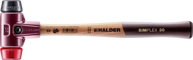 Produktbild: Halder SIMPLEX 3026.030 Schonhammer ergonomischer Griff, hart, mittelhart 345g 295mm 1St.