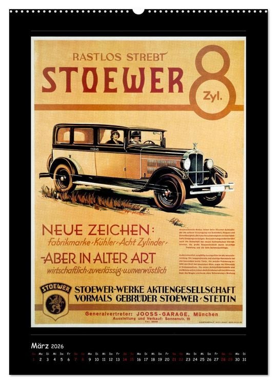 Produktbild: Historische Automobilplakate (Wandkalender 2026 DIN A2 hoch), CALVENDO Monatskalender
