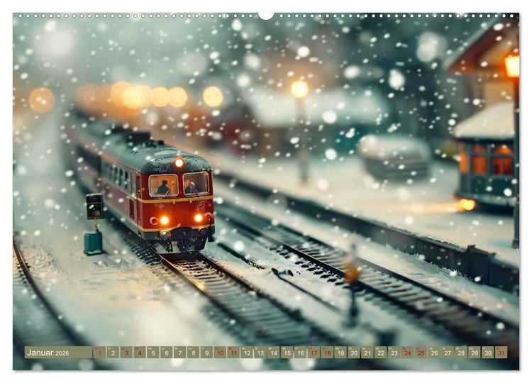 Produktbild: Miniaturwelt Eisenbahn - Zug um Zug ins Abenteuer (Wandkalender 2026 DIN A2 quer), CALVENDO Monatskalender