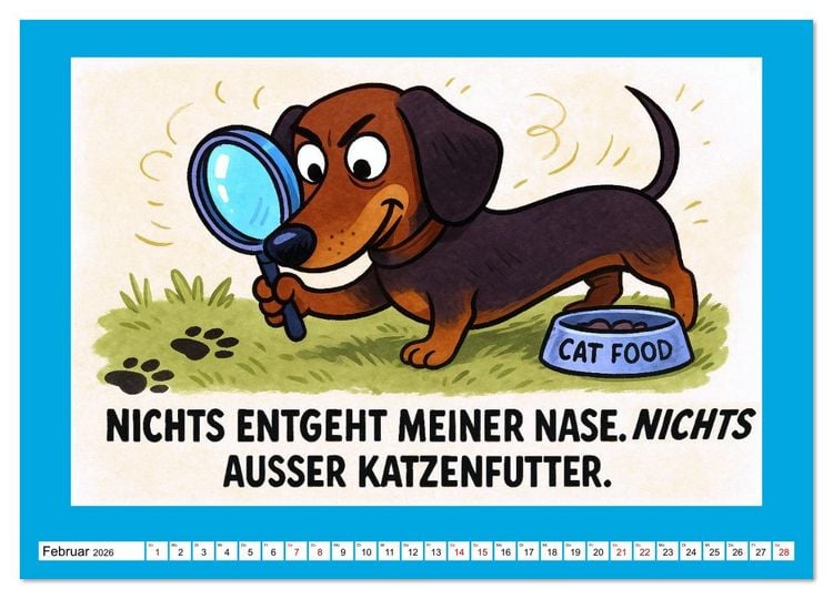 Produktbild: Fehlerfrei. Dackel eben. (Wandkalender 2026 DIN A2 quer), CALVENDO Monatskalender