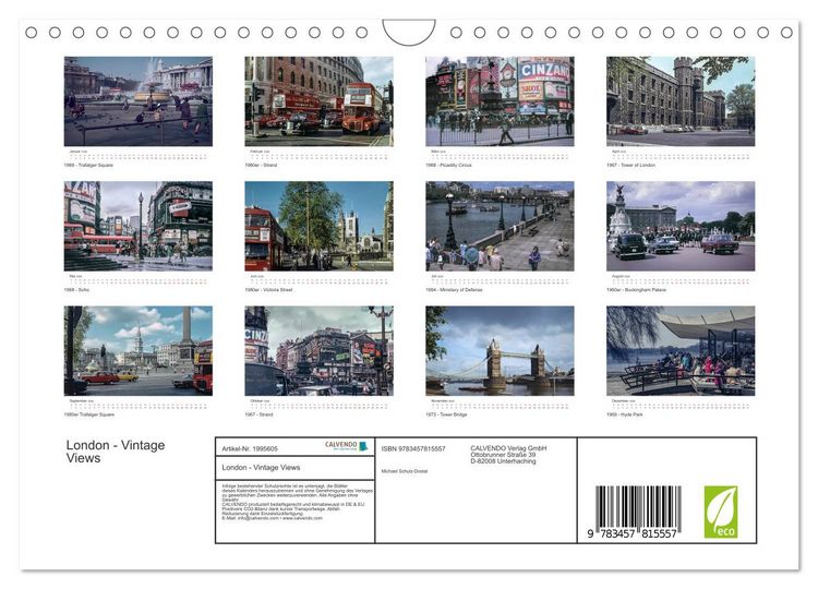 Produktbild: London - Vintage Views (Wandkalender 2026 DIN A4 quer), CALVENDO Monatskalender