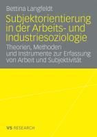 Produktbild: Subjektorientierung in der Arbeits- und Industriesoziologie