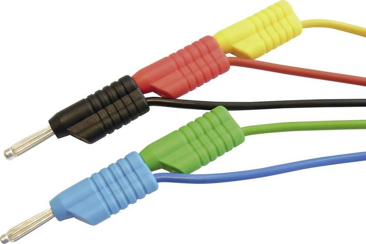 Produktbild: VOLTCRAFT MS 4250S Messleitungs-Set Lamellenstecker 4 mm Lamellenstecker 4 mm 1.00 m Rot, Schwarz, Blau, Gr&uuml;n, Gelb 1 St.