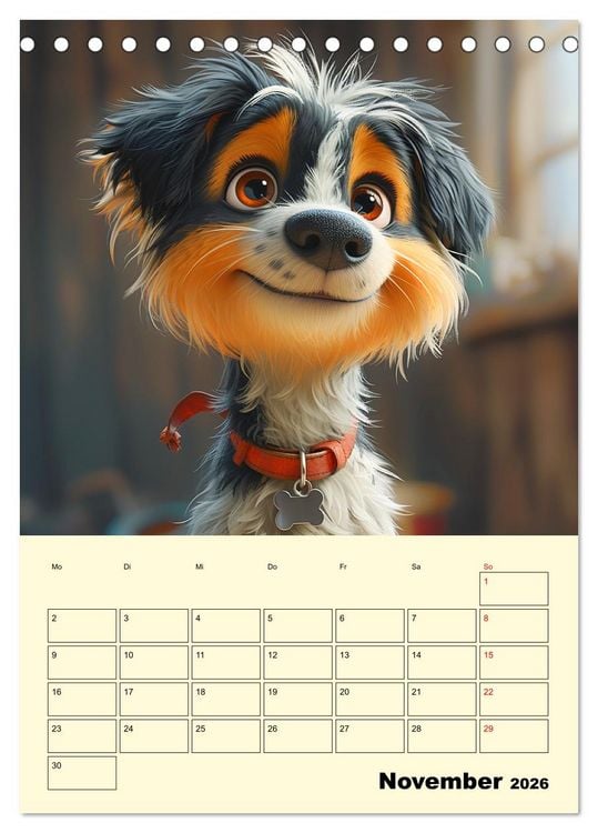 Produktbild: Entz&uuml;ckende Hunde. Liebliche Cartoons zum Schmunzeln (Tischkalender 2026 DIN A5 hoch), CALVENDO Monatskalender