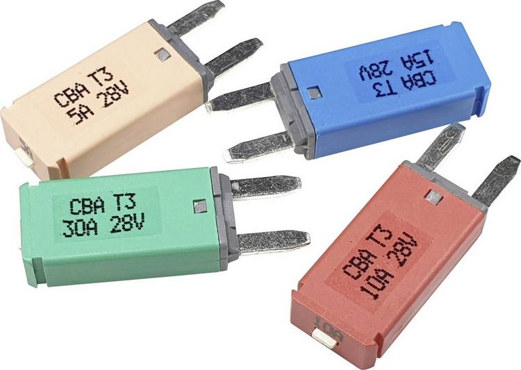 Produktbild: Hansor Circuit Breaker Mini, type 3. Manual Reset, 5A CBA3 Series 5A Sicherungsautomat Standard Flachsicherung 5 A Hellbraun 1 St.