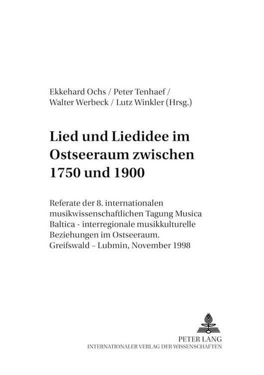 Produktbild: Lied und Liedidee im Ostseeraum zwischen 1750 und 1900